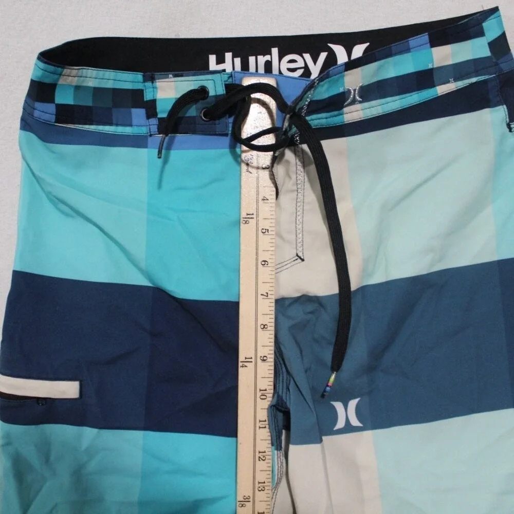 Hurley Men Blue Trunks Colorblock Board Shorts Size 28